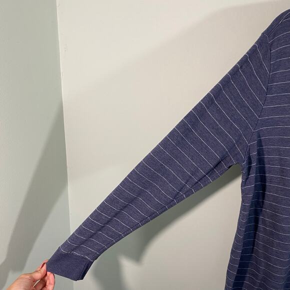 Marine Layer Men Blue Striped Double Knit Long Sleeve Henley Size L - Picture 5 of 8